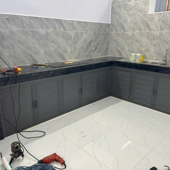 Tủ bếp nhôm kính đẹp biên hoà